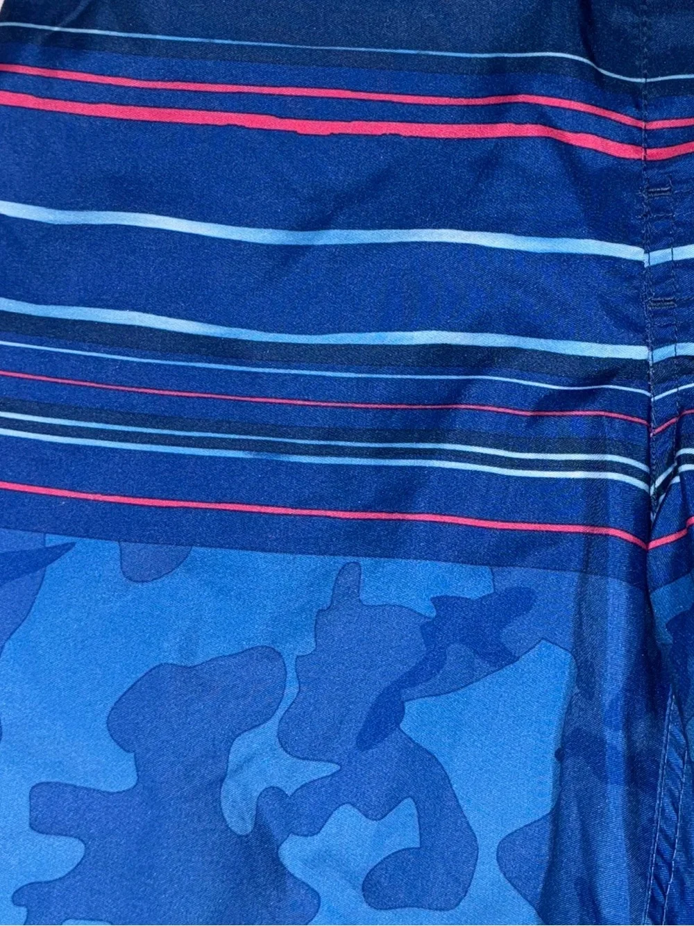 Kids Blue Camo Stripe Swim Trunks